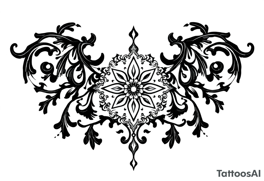 mytical shaman and witch ornament with ancient rhyme tattoo idea