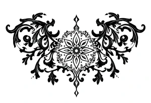 mytical shaman and witch ornament with ancient rhyme tattoo idea