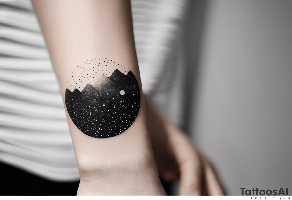 I wanna a tattoo in my wrist with a shape of rectangle wide as a bracelet with astronomy theme galaxy planets and stars like stripe tattoo idea