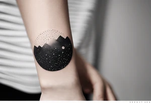 I wanna a tattoo in my wrist with a shape of rectangle wide as a bracelet with astronomy theme galaxy planets and stars like stripe tattoo idea