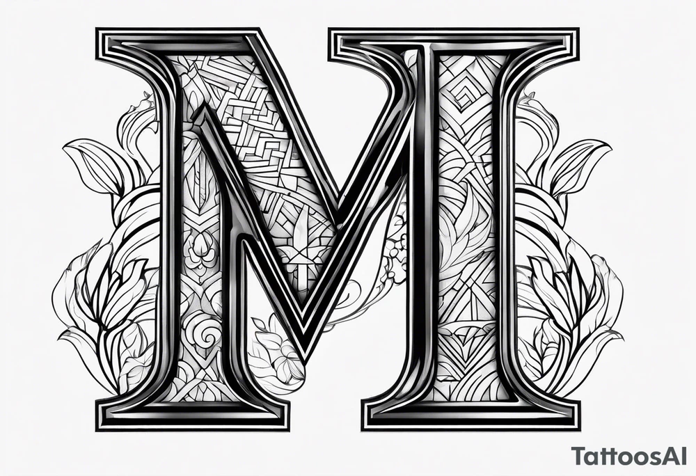 Merge letter M with number 24 tattoo idea