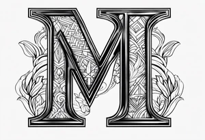 Merge letter M with number 24 tattoo idea