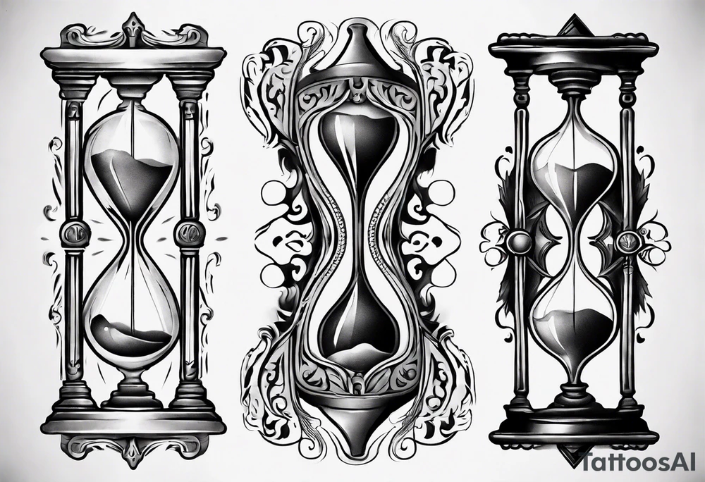 an hourglass with filagree tattoo idea