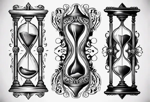 an hourglass with filagree tattoo idea