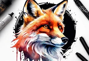 Watercolor fox tattoo idea