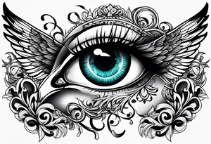 big eye with wings tattoo idea