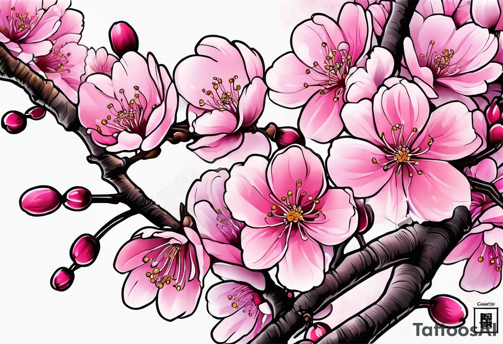 "Life Goes On" Pink cherry blossoms, lord of color tattoo idea