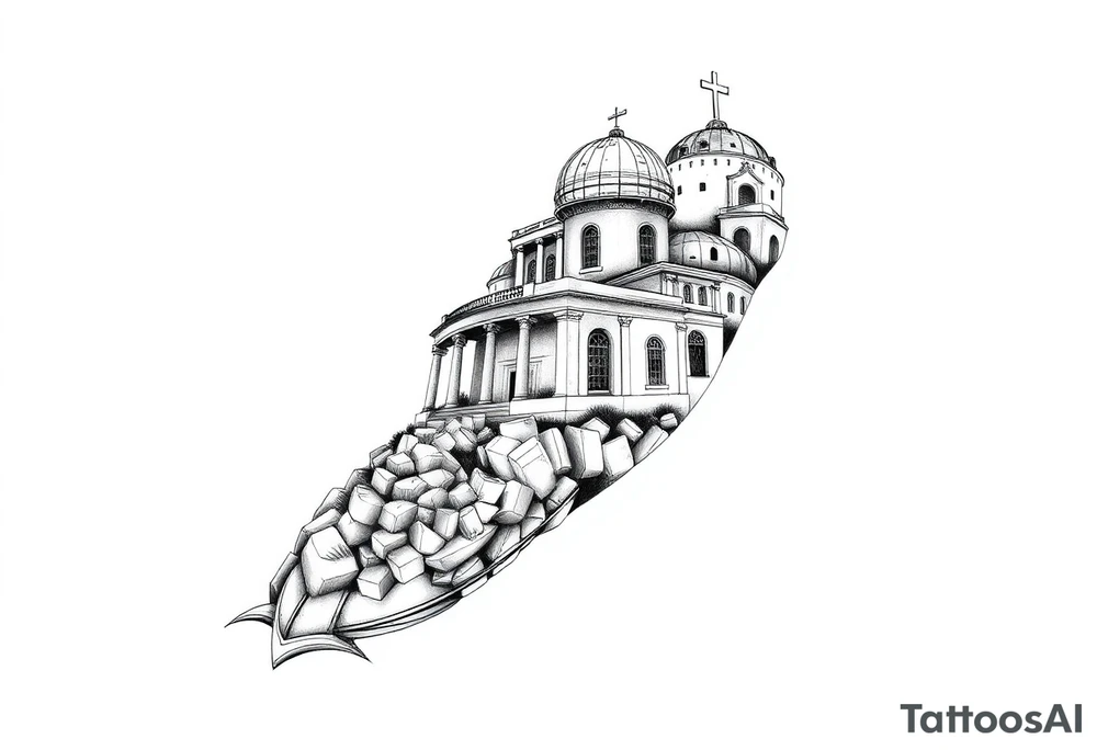 Griechische Gebäude, figuren, griechische richtung tattoo idea