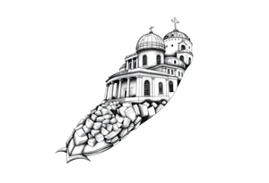 Griechische Gebäude, figuren, griechische richtung tattoo idea