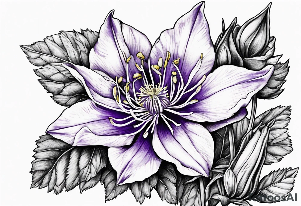 Columbine flower purple tattoo idea