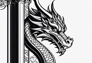 Small dragon on column tattoo idea