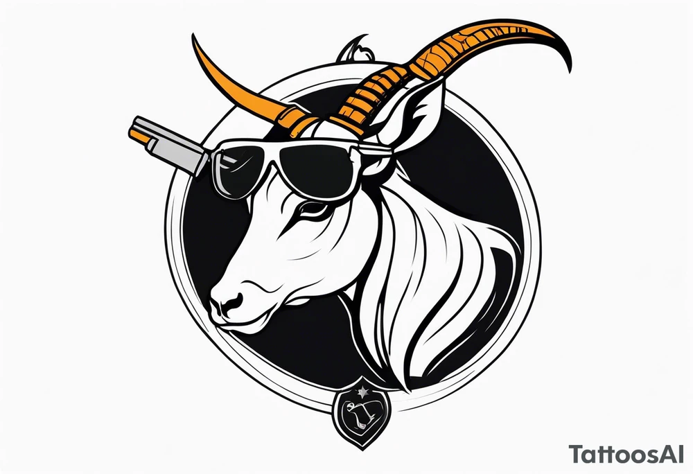 capricorn with sunglasses and shotgun tattoo idea