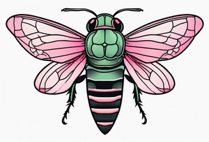 Neo traditional Cicada and pink flower tattoo idea