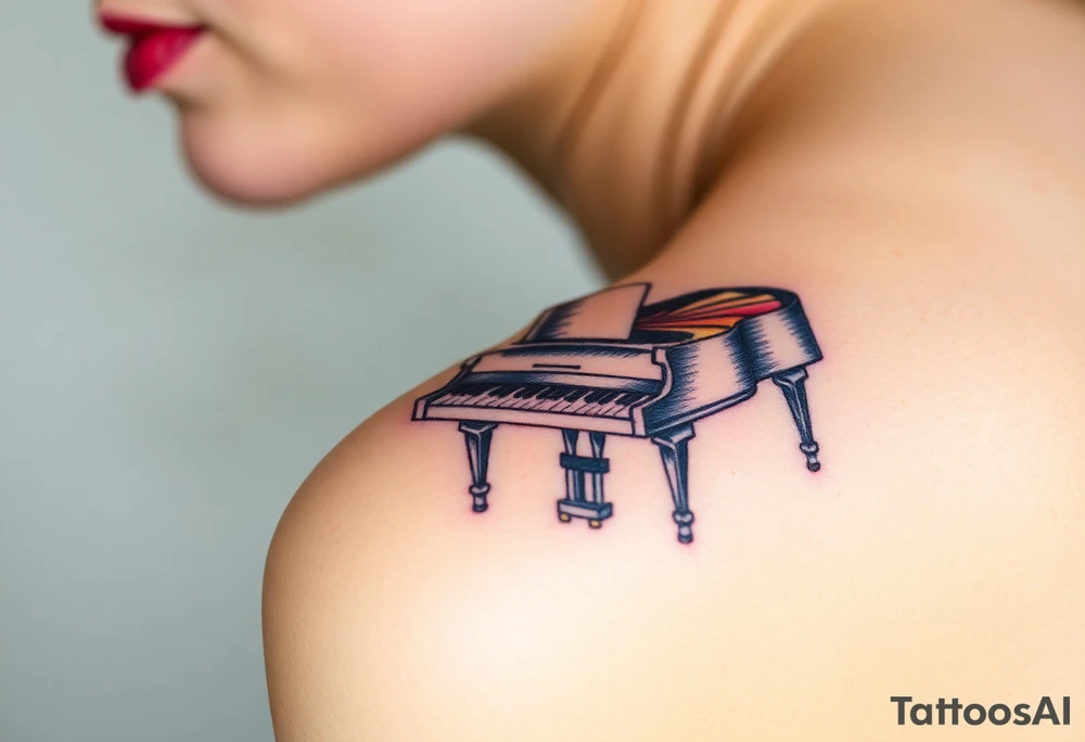 Colorful piano tattoo idea