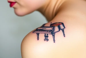 Colorful piano tattoo idea