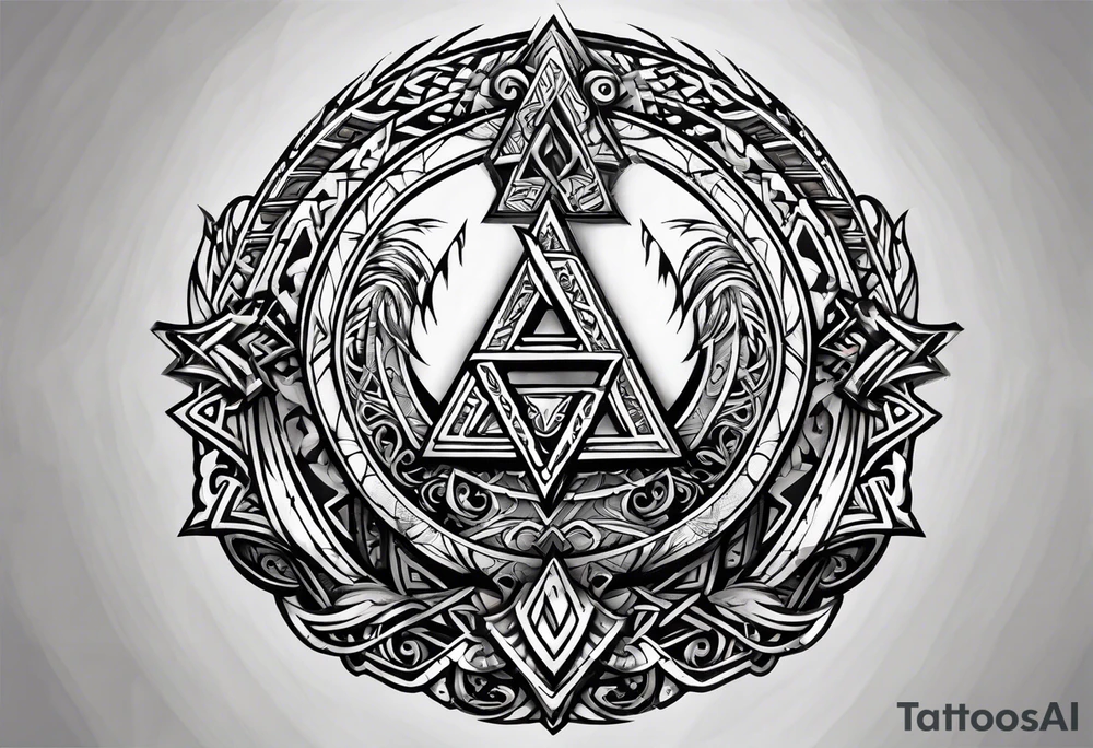 Valhalla  round 
shield axe sword valknut tattoo idea