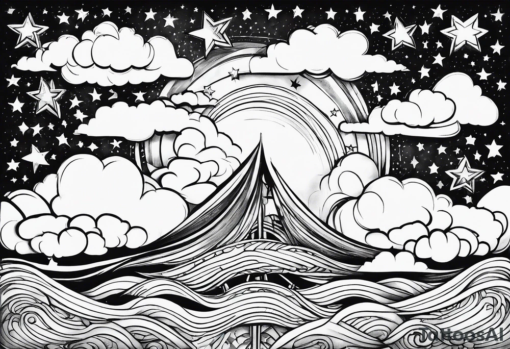 stars, clouds, tattoo idea