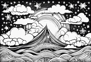 stars, clouds, tattoo idea