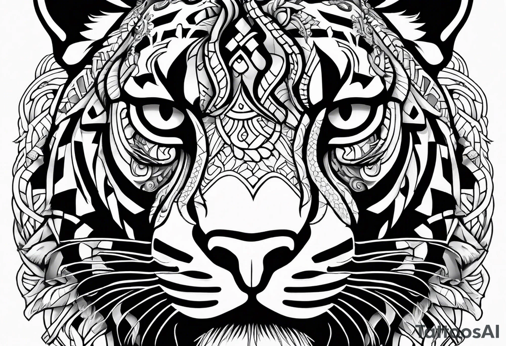 aztec black jaguar with snake tattoo idea