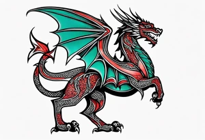 Standing Welsh dragon tattoo idea