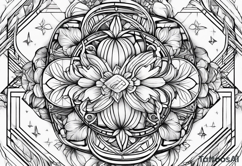Forearm Futuristic design for Virgo zodiac sign and tulips tattoo idea