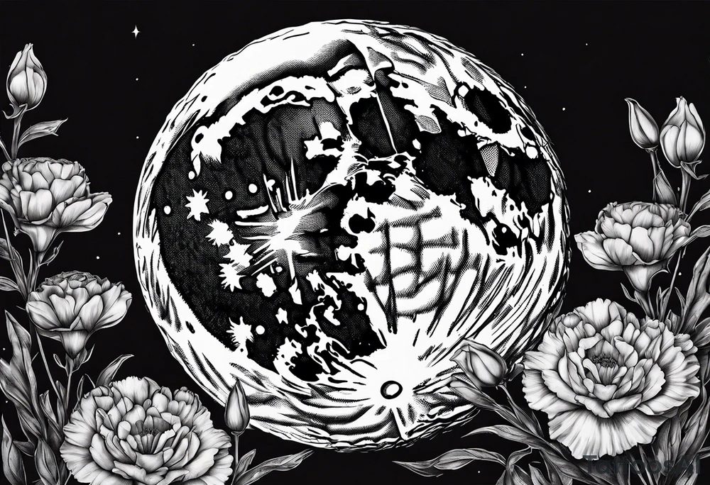 Carnation full moon tattoo idea