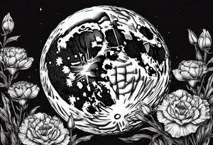 Carnation full moon tattoo idea
