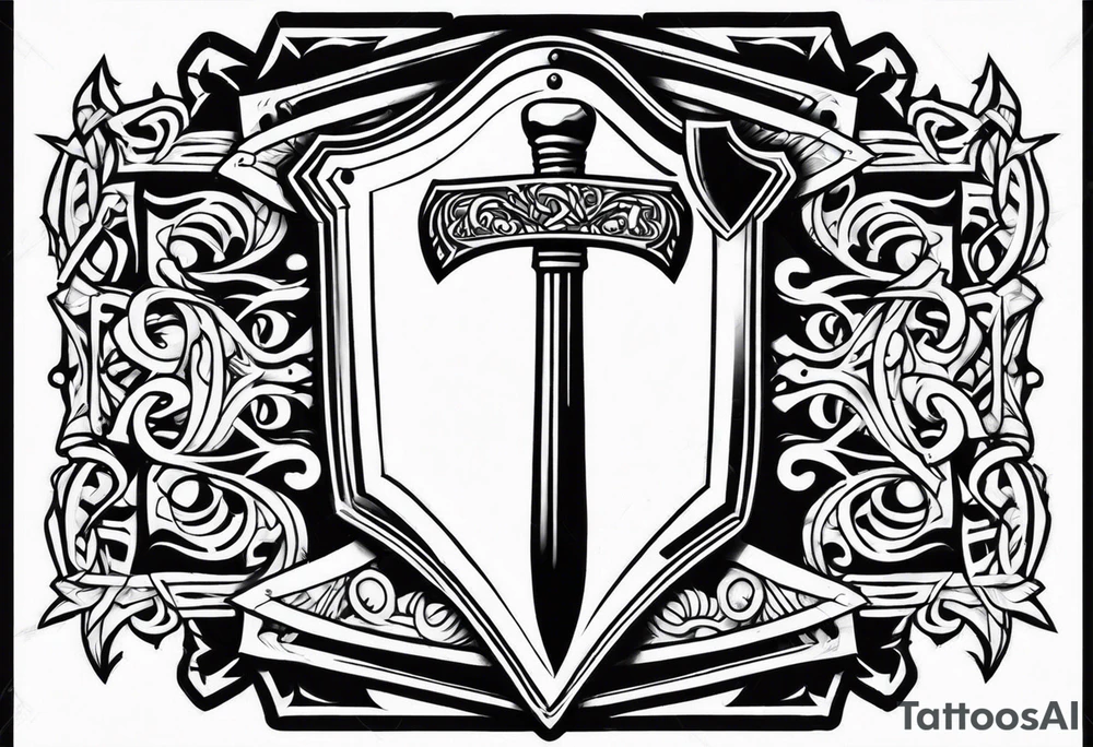 Valhalla sword shield axe heaven tattoo idea
