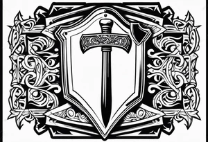 Valhalla sword shield axe heaven tattoo idea