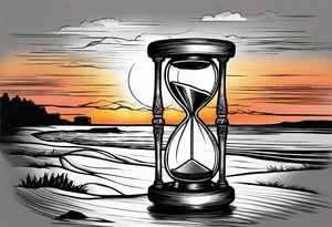 hourglass grandfather memorial sunset simple design tattoo idea