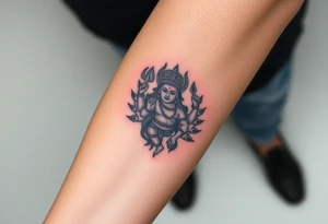 hindu god tattoo that shows strength and is trippy tattoo idea