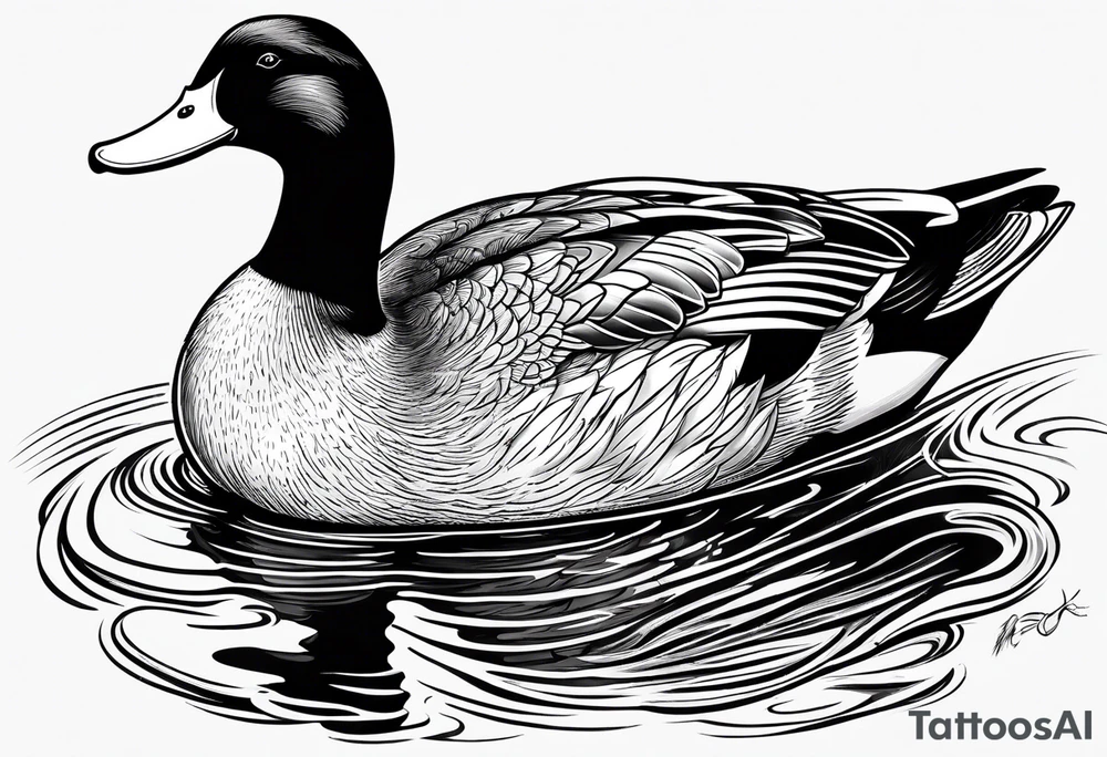 Hunting decoy Duck with a conducting stick tattoo idea