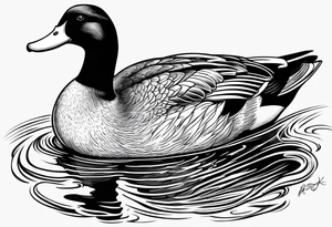 Hunting decoy Duck with a conducting stick tattoo idea