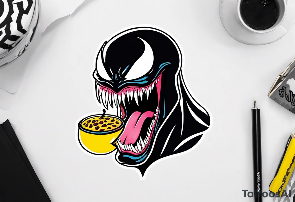 Comic character venom eating head tattoo idea