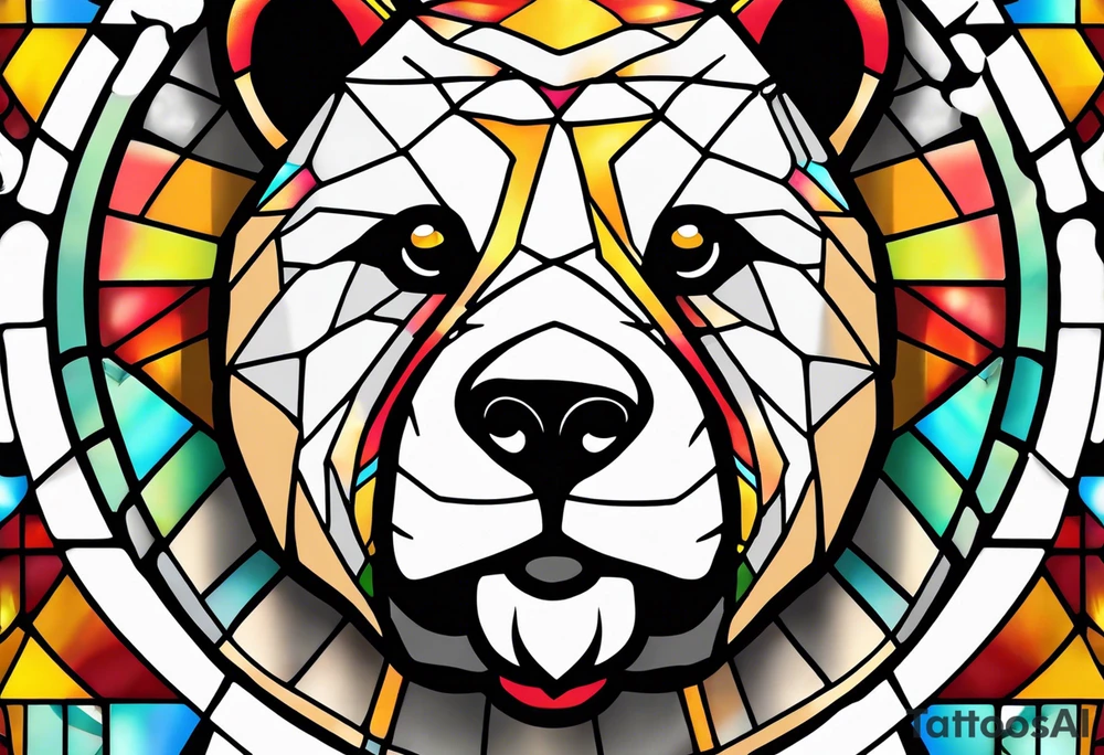 Teddy bear stain glass tattoo idea