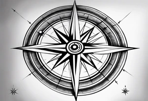 simple basic compass rose with long lines tattoo idea