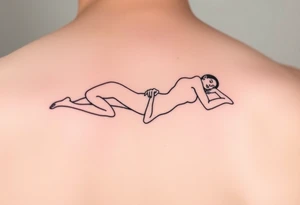 delicate small silhouette of woman lying on her side partially unclothed thin lines tattoo idea