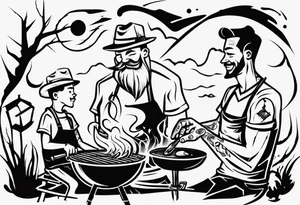 Father and son spending time grilling outside tattoo idea