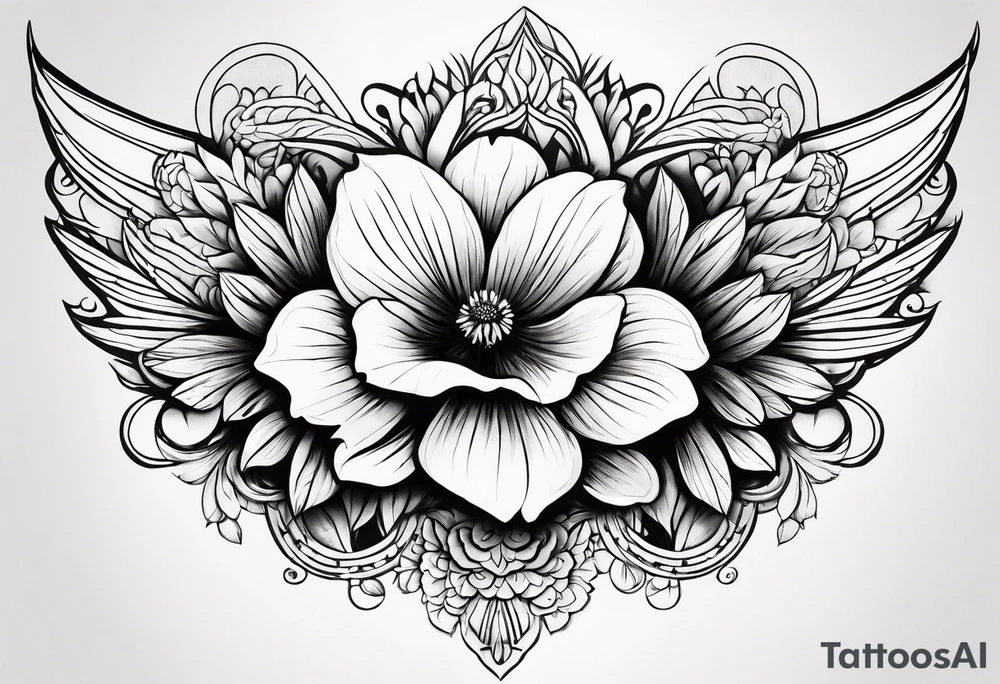 wing, flower, tattoo idea