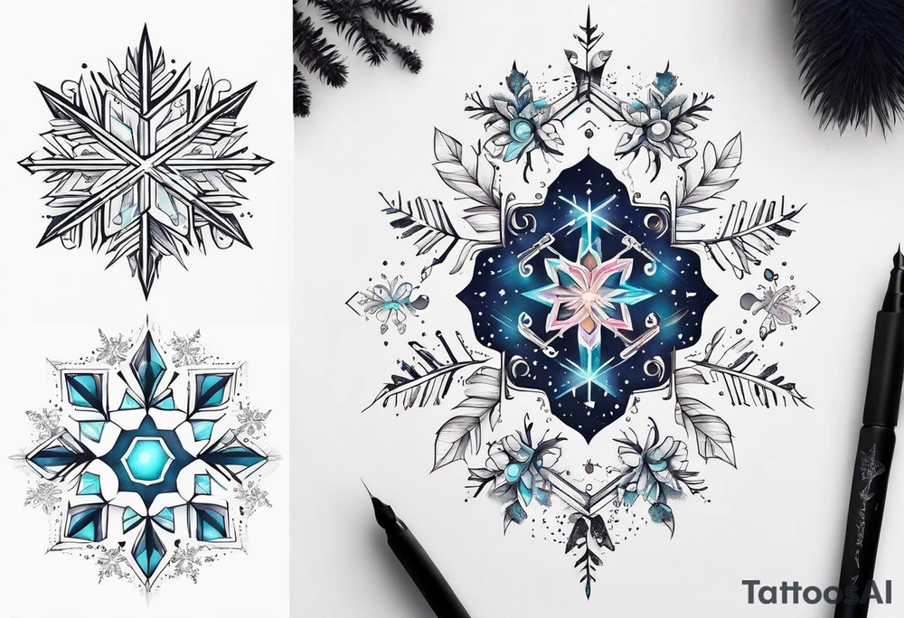 Constellation, animal, snowflake tattoo idea