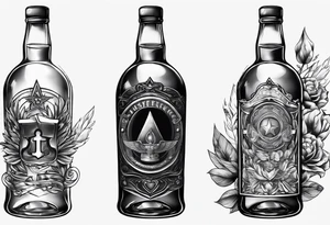 bottle and army tags tattoo idea