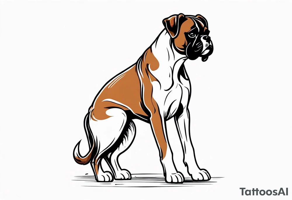 boxer dog standing up with boxing gloves on tattoo idea