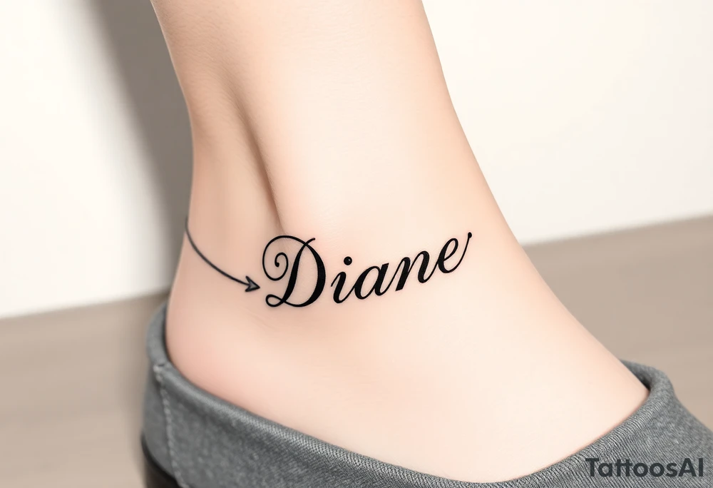 Anklet and charm name Diane tattoo idea