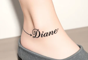 Anklet and charm name Diane tattoo idea