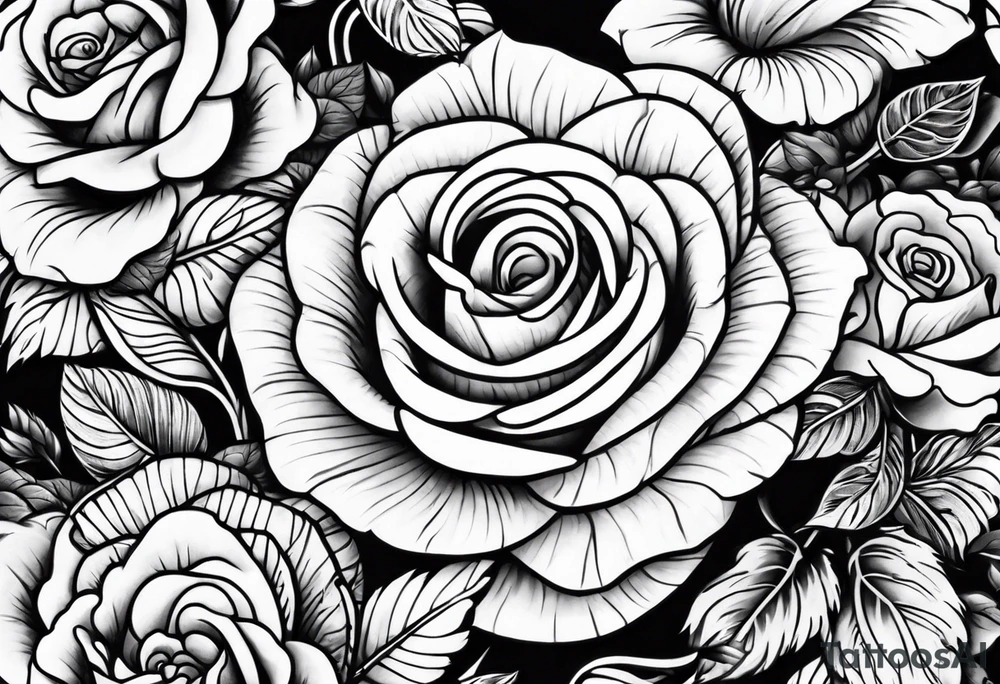 snake and roses tattoo idea
