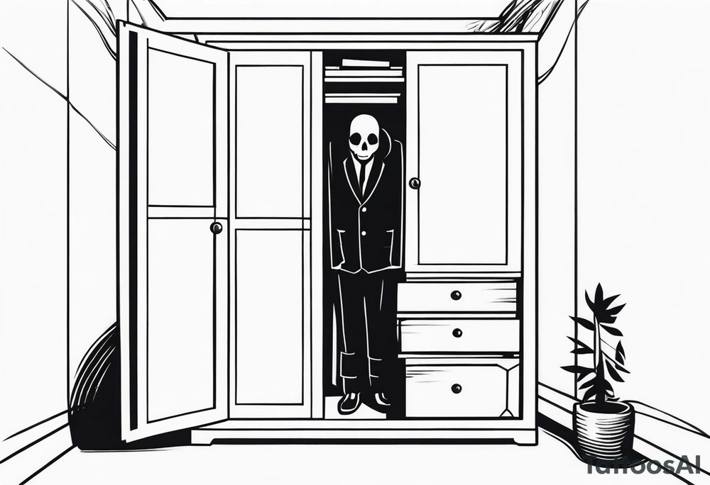 shadowman hiding in a closet tattoo idea