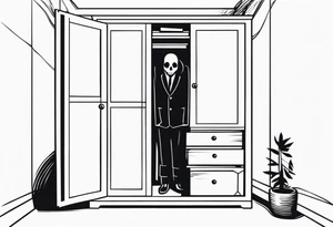 shadowman hiding in a closet tattoo idea