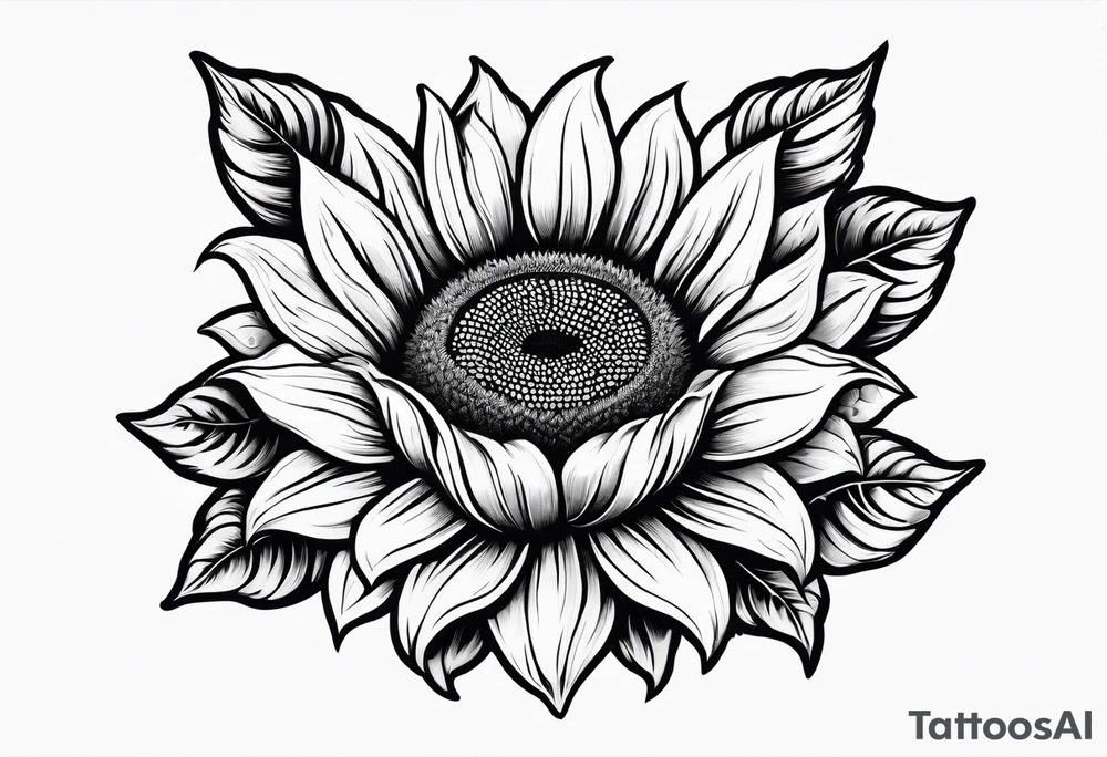 Realistic Horseshoe around a sunflower tattoo idea