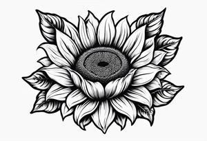 Realistic Horseshoe around a sunflower tattoo idea