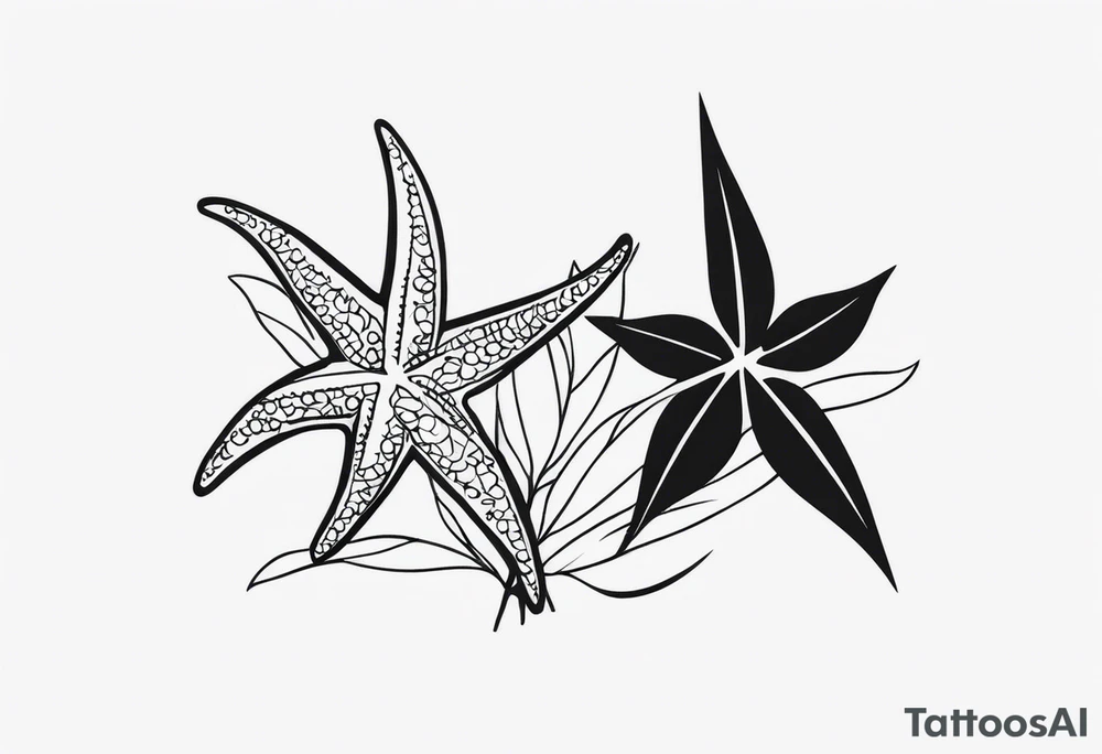 Two different star fish on top of olive branch tattoo idea Two different star fish on top of olive branch tattoo idea